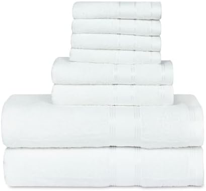 Casa Lino 8-Piece Bath Towel Set - 100 Cotton White