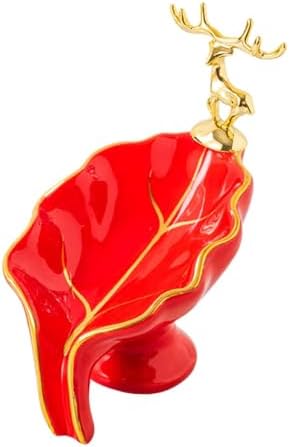 Ceramic Leaf Shape Soap Dish for Kitchen Sink Red