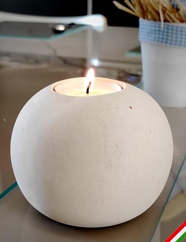 Handmade Stone Sphere Candle Holder - Gift Box Included