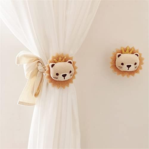2 Pack Cartoon Animal Curtain Tiebacks with Lion Design