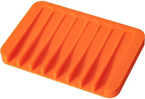 Orange Flexible Silicone Soap Dish Shower Waterfall Soap Tray