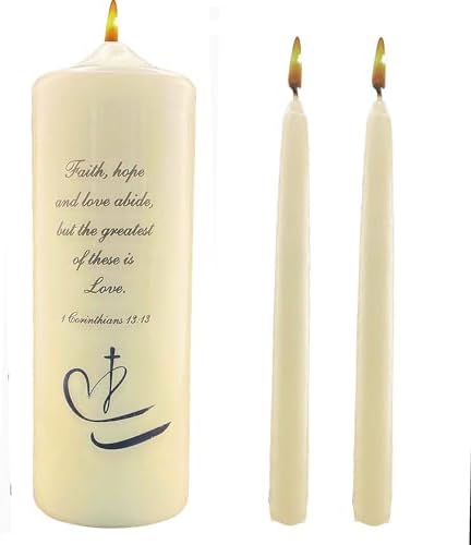 Celebration Candles Unity Candle Set with Ivory Pillar and Tapers