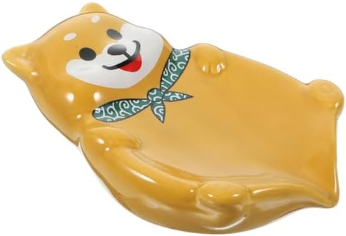 Amosfun Self Draining Dog Shape Ceramic Soap Holder