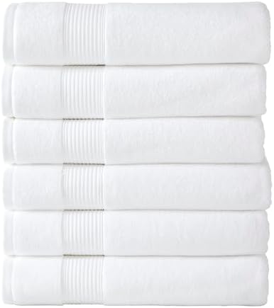 Modern Threads 6-Pack Bath Towel Set 100 Ring Spun Cotton 30x60 White