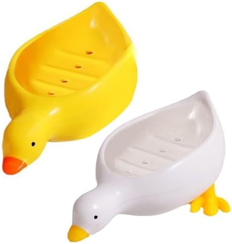 Self Draining Soap Holder Duck Shape Tray for Bathroom Kitchen