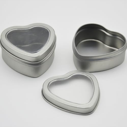 ccHuDE 6 Pcs Heart Shaped Metal Tin Containers for Valentines Day Gifts