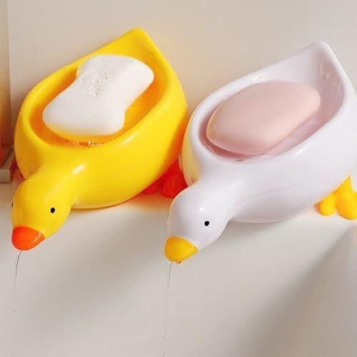 Yellow Duck Soap Dish with Drain and Sponge Holder 1