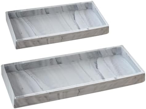 2PCS Silicone Soap Dispenser Tray Kitchen and Bathroom Organizer - White Marble