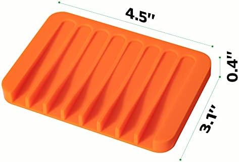 Orange Flexible Silicone Soap Dish Shower Waterfall Soap Tray