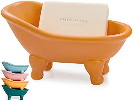 Colorful Ceramic Mini Clawfoot Soap Dish Orange