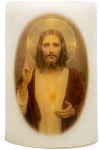 Sacred Heart of Jesus Pillar Candle White 4x4 Wax Mold