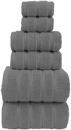 ZISH Soft Linen Luxury 100 Turkish Cotton Towel Set - 6 Pieces Grey