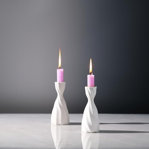 Twizzle Twist Candle Holder Set of 2 Cement