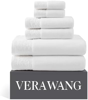 Vera Wang 6-Piece Tonal Floral White Bath Towel Set