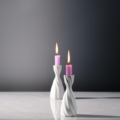 Twizzle Twist Candle Holder Set of 2 Cement