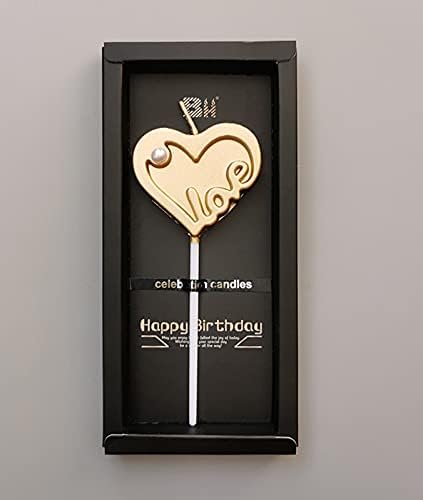 Gold-Plated Love Heart Candles for Cakes and Parties