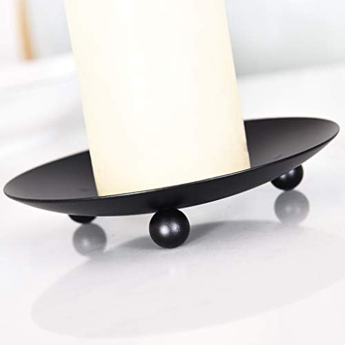 SUJUN Black Matte Iron Candle Holder Set of 2
