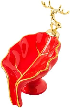 Ceramic Leaf Shape Soap Dish for Kitchen Sink Red