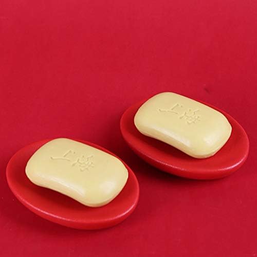 PRETYZOOM Round Ceramic Soap Dish Red Holder