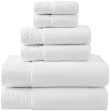 Vera Wang 6-Piece Tonal Floral White Bath Towel Set