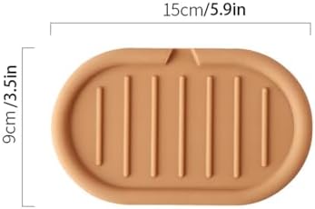 Self Draining Soap Holder 15cmx9cm Silicone Tray for Bathroom and Kitchen Orange
