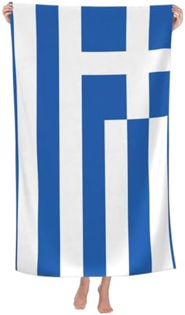 WURTON Greek Flag Print Beach Towel for Adults and Kids