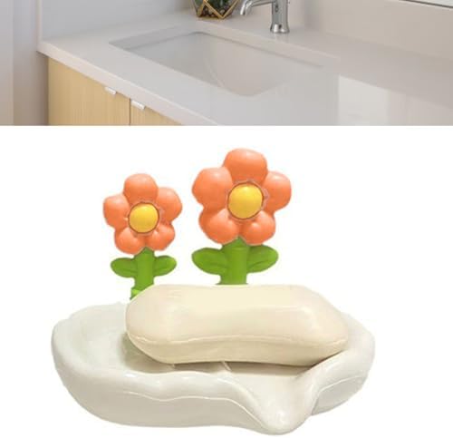 Orange Drain Soap Dish Holder for Bathroom