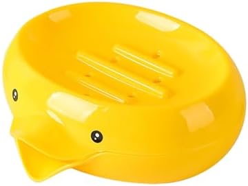 Ceramic Soap Dish with Drain Hole Yellow Cute Holder