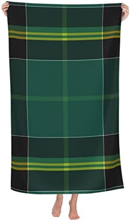 Bright Green Plaid Beach Towel for Kids and Adults