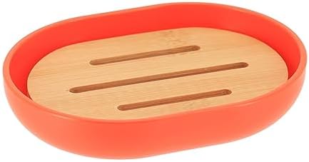 Premium Orange Soap Dish with Bamboo Tray 1