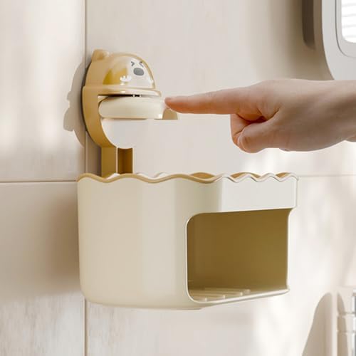 Yellow Cartoon Soap Dish with Suction Cup and Double Layers