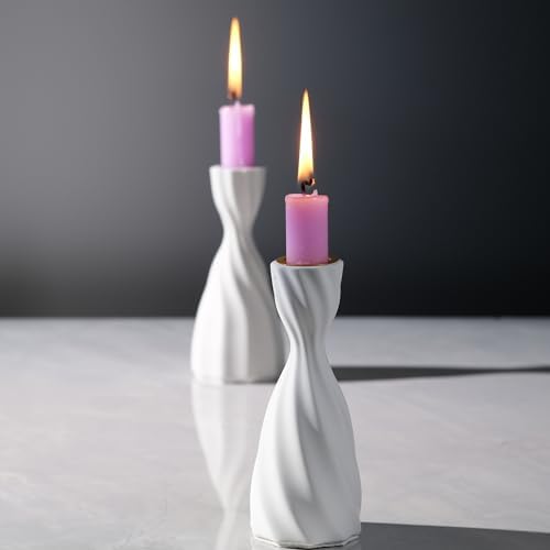 Twizzle Twist Candle Holder Set of 2 Cement