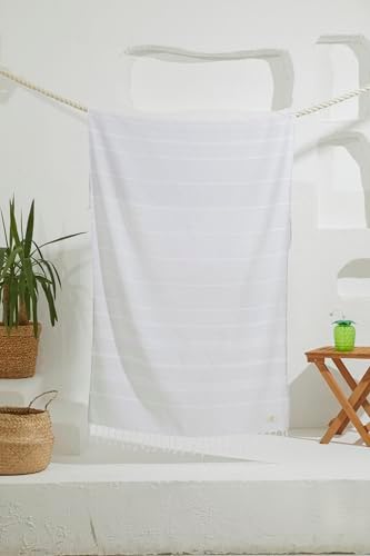 Yazz Turkish Cotton Beach Towel 39x71in Light Grey