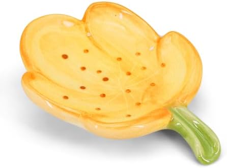 LINXUXIE Floral Ceramic Soap Dish Holder Orange