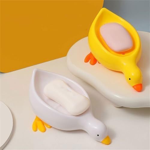 Self Draining Soap Holder Duck Shape Tray for Bathroom Kitchen