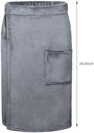 Men Boys Bath Towel Elastic Adjustable Wrap Wraparound with Pocket