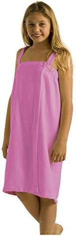 BY LORA Waffle Square Spa Wrap Towels for Girls Medium Pink