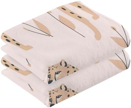 Bolaz Cheetah Leopard Hand Towels 2PCS Soft Cotton 1