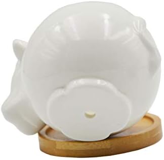 Cute Cartoon Ceramic Succulent Cactus Plant Pot with Drainage Hole - White Cow Design