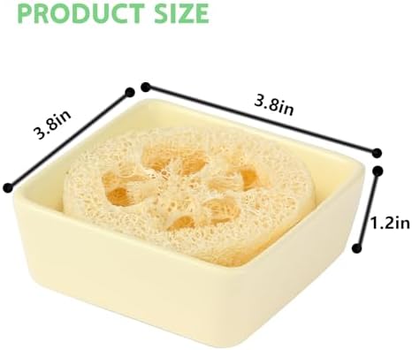 Fougin Square Ceramic Soap Holder with Loofah