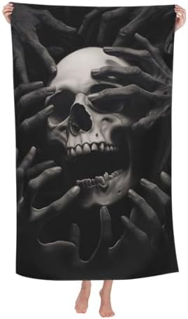 VANZEV Black Skull Beach Towel - 52x32 Ultra Absorbent Quick Dry Soft