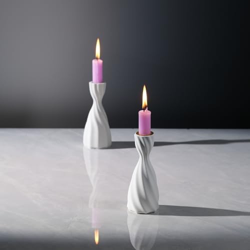 Twizzle Twist Candle Holder Set of 2 Cement