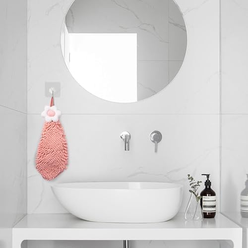 Dormercy Cute Chenille Hand Towels with 4 Hooks