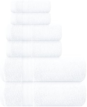 BOUTIQUO 6 Pack Cotton Towel Set - Ultra Soft Lightweight