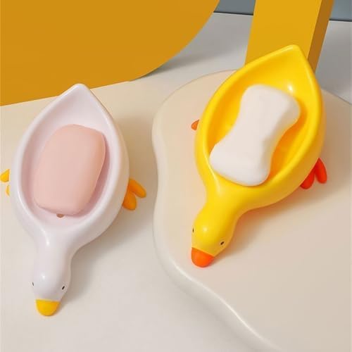 Self Draining Soap Holder Duck Shape Tray for Bathroom Kitchen