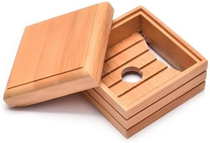 2-Pack Wooden Soap Holder with Lid for Bathroom