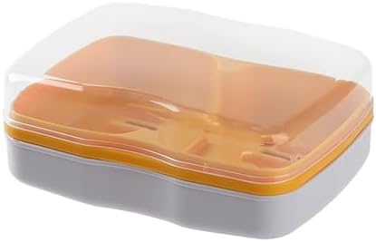 Curfair Soap Dishes Dual Compartments Clear Lid Grey 1
