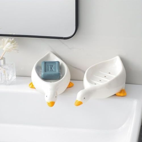 Yellow Duck Soap Dish with Drain and Sponge Holder 1