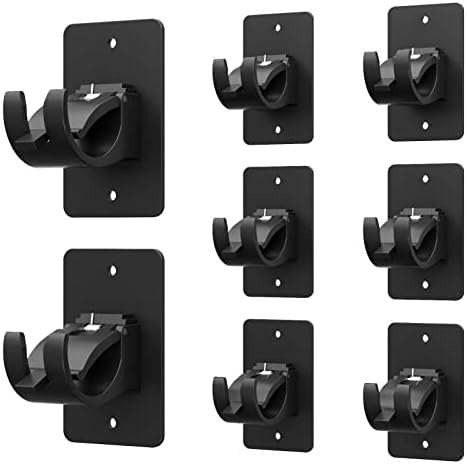 8 Pieces Self Adhesive Curtain Rod Brackets Black