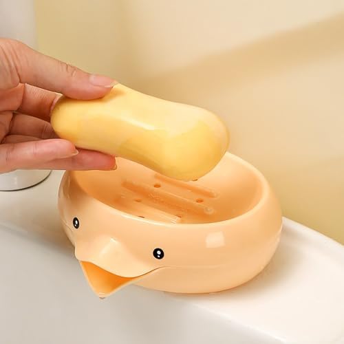 YAMSLAM Self-Draining Soap Dish Duck Shape Double Layer